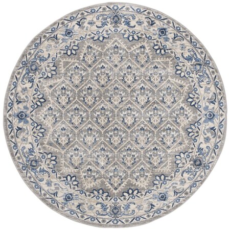 Flowers First 8 x 8 ft. Brentwood Traditional Round Power Loomed Rug; Light Grey & Blue FL1890572